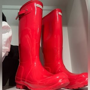 Hunter neon pink rain boots 7.5